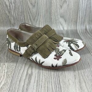Olive Floral Fringe Women's Loafers
